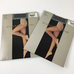 Vintage Control Top Sheer Evan Picone PantyHose Sz 3 Black / Espresso 2 Pair New